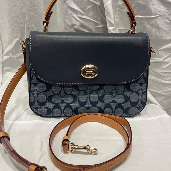 COACH MARLIE TOP HANDLE SATCHEL Signature Chambray DENIM - Picture 2 of 8